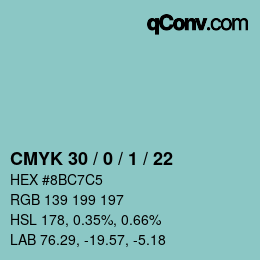 カラーコード: CMYK 30 / 0 / 1 / 22 | qconv.com