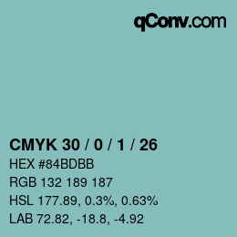 カラーコード: CMYK 30 / 0 / 1 / 26 | qconv.com