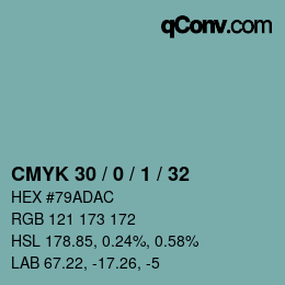 Farbcode: CMYK 30 / 0 / 1 / 32 | qconv.com