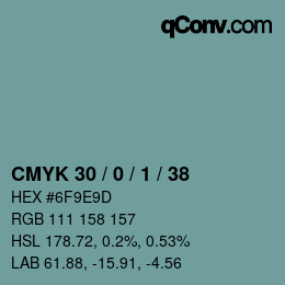 Color code: CMYK 30 / 0 / 1 / 38 | qconv.com