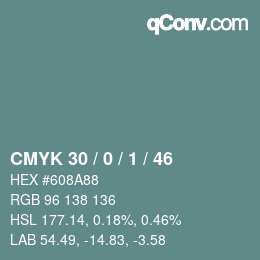 Color code: CMYK 30 / 0 / 1 / 46 | qconv.com