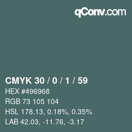 カラーコード: CMYK 30 / 0 / 1 / 59 | qconv.com