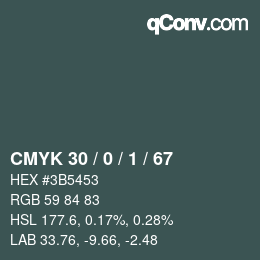 カラーコード: CMYK 30 / 0 / 1 / 67 | qconv.com