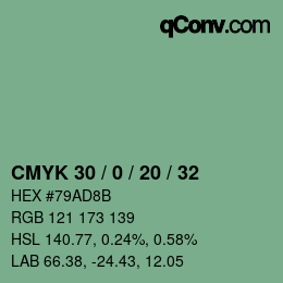Farbcode: CMYK 30 / 0 / 20 / 32 | qconv.com