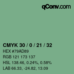 Color code: CMYK 30 / 0 / 21 / 32 | qconv.com