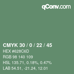 Farbcode: CMYK 30 / 0 / 22 / 45 | qconv.com