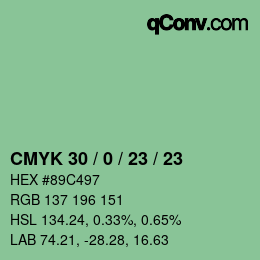 カラーコード: CMYK 30 / 0 / 23 / 23 | qconv.com