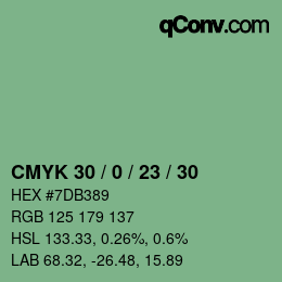 カラーコード: CMYK 30 / 0 / 23 / 30 | qconv.com