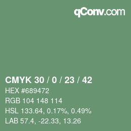 Color code: CMYK 30 / 0 / 23 / 42 | qconv.com