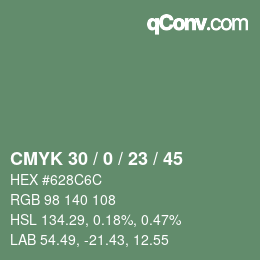 Farbcode: CMYK 30 / 0 / 23 / 45 | qconv.com