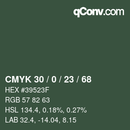 カラーコード: CMYK 30 / 0 / 23 / 68 | qconv.com