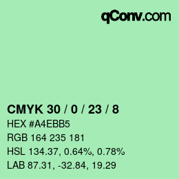 Farbcode: CMYK 30 / 0 / 23 / 8 | qconv.com