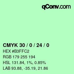 カラーコード: CMYK 30 / 0 / 24 / 0 | qconv.com