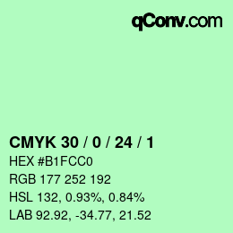 カラーコード: CMYK 30 / 0 / 24 / 1 | qconv.com