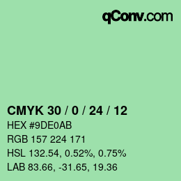 カラーコード: CMYK 30 / 0 / 24 / 12 | qconv.com