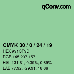 カラーコード: CMYK 30 / 0 / 24 / 19 | qconv.com
