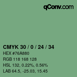 カラーコード: CMYK 30 / 0 / 24 / 34 | qconv.com
