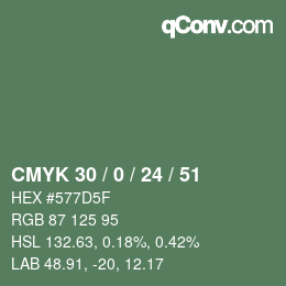 Color code: CMYK 30 / 0 / 24 / 51 | qconv.com