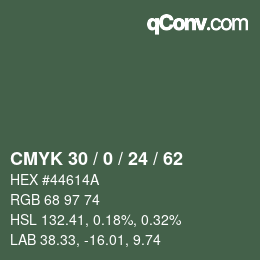 カラーコード: CMYK 30 / 0 / 24 / 62 | qconv.com