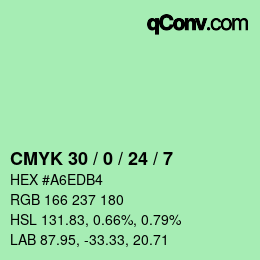 カラーコード: CMYK 30 / 0 / 24 / 7 | qconv.com