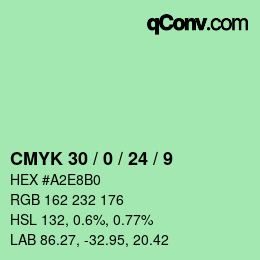 カラーコード: CMYK 30 / 0 / 24 / 9 | qconv.com