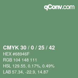 カラーコード: CMYK 30 / 0 / 25 / 42 | qconv.com