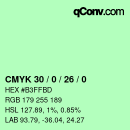 カラーコード: CMYK 30 / 0 / 26 / 0 | qconv.com