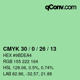 Color code: CMYK 30 / 0 / 26 / 13 | qconv.com