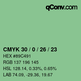 Color code: CMYK 30 / 0 / 26 / 23 | qconv.com
