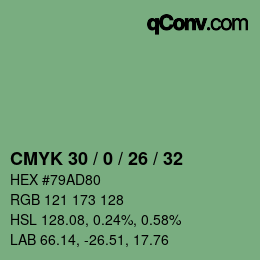 Color code: CMYK 30 / 0 / 26 / 32 | qconv.com