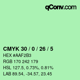 Color code: CMYK 30 / 0 / 26 / 5 | qconv.com