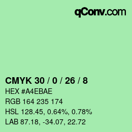 カラーコード: CMYK 30 / 0 / 26 / 8 | qconv.com