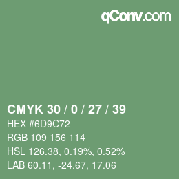 颜色代码: CMYK 30 / 0 / 27 / 39 | qconv.com