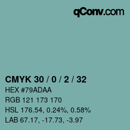 Color code: CMYK 30 / 0 / 2 / 32 | qconv.com