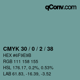 颜色代码: CMYK 30 / 0 / 2 / 38 | qconv.com