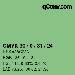 颜色代码: CMYK 30 / 0 / 31 / 24 | qconv.com