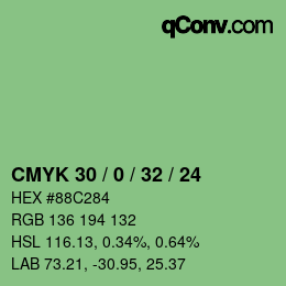 Color code: CMYK 30 / 0 / 32 / 24 | qconv.com