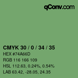 Farbcode: CMYK 30 / 0 / 34 / 35 | qconv.com