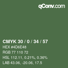Código de color: CMYK 30 / 0 / 34 / 57 | qconv.com