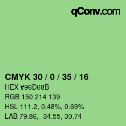 颜色代码: CMYK 30 / 0 / 35 / 16 | qconv.com