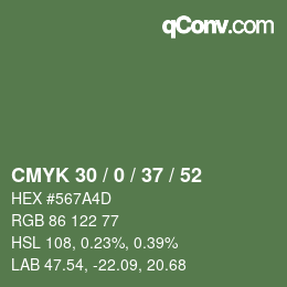 Código de color: CMYK 30 / 0 / 37 / 52 | qconv.com