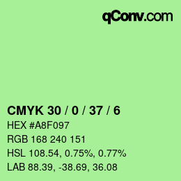 カラーコード: CMYK 30 / 0 / 37 / 6 | qconv.com