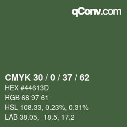 Código de color: CMYK 30 / 0 / 37 / 62 | qconv.com