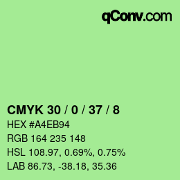 カラーコード: CMYK 30 / 0 / 37 / 8 | qconv.com