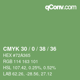 颜色代码: CMYK 30 / 0 / 38 / 36 | qconv.com