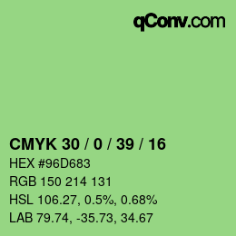 Color code: CMYK 30 / 0 / 39 / 16 | qconv.com