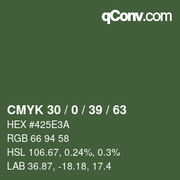 Color code: CMYK 30 / 0 / 39 / 63 | qconv.com