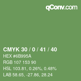 Farbcode: CMYK 30 / 0 / 41 / 40 | qconv.com