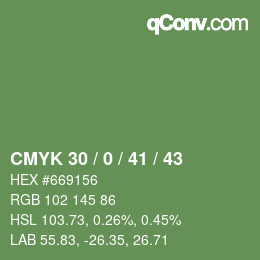 颜色代码: CMYK 30 / 0 / 41 / 43 | qconv.com