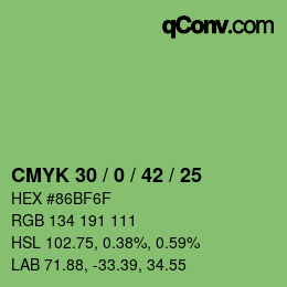 Color code: CMYK 30 / 0 / 42 / 25 | qconv.com